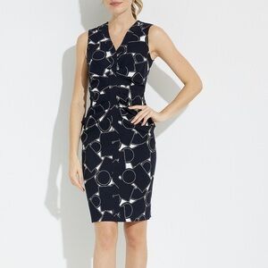 Joseph Ribkoff Geo Print, Elegant Black and White Geometric Dress size 10